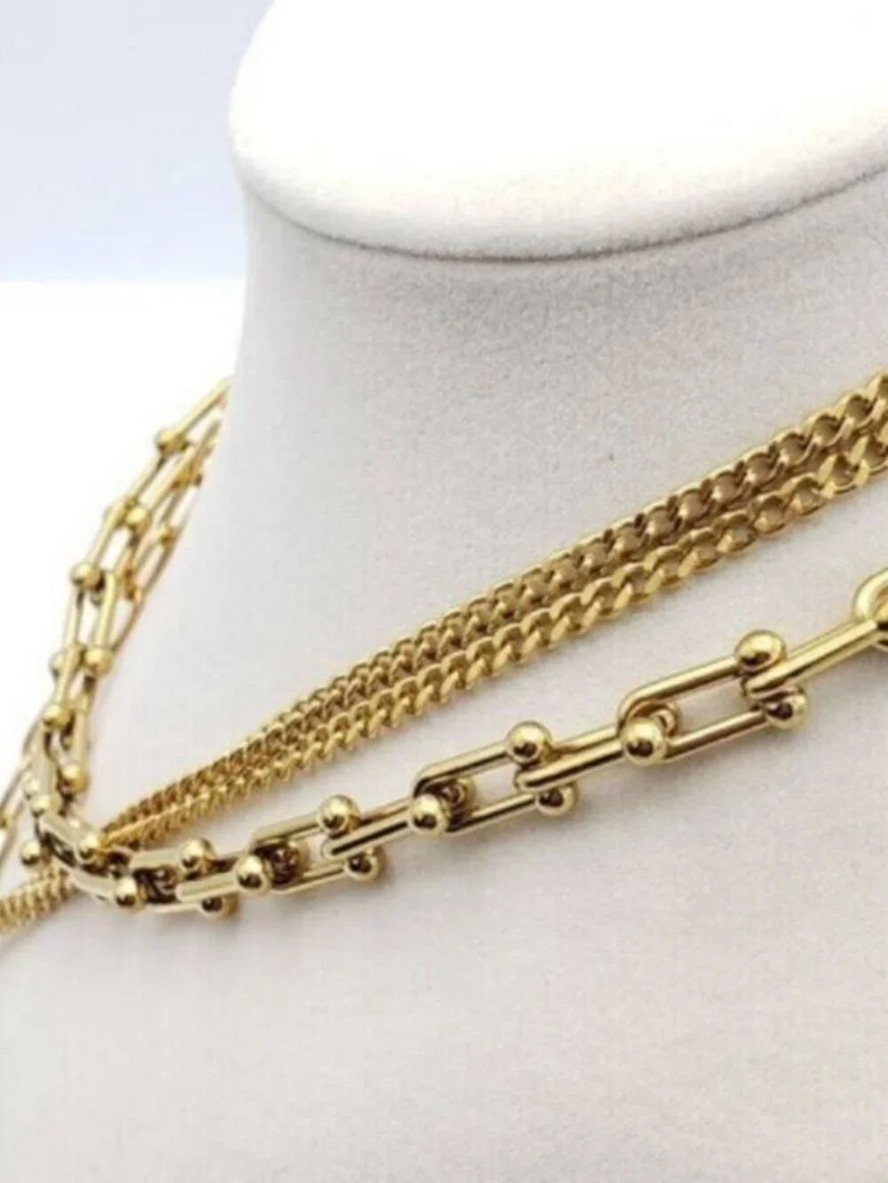 Double Chain Necklace with Authentic Louis Vuitton Padlock Pendant & Fresh Pearl